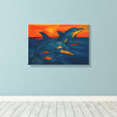 Delfine im kubistischen Stil Canvas Afdruk (Insitu (Houten vloer))