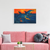 Delfine im kubistischen Stil Canvas Afdruk (Insitu (Woonkamer))