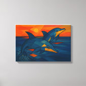 Delfine im kubistischen Stil  Canvas Afdruk (Voorkant)