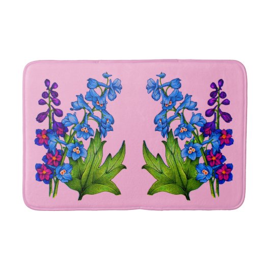 delfiniumbloemen drukken badmat af (Voorkant)