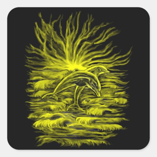 Delfinpaar Vierkante Sticker (Voorkant)
