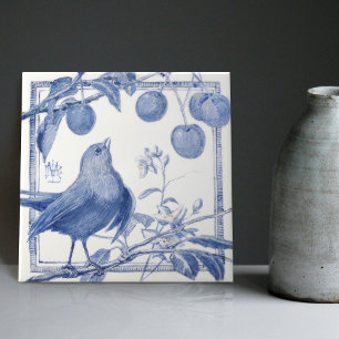 Delft Bird Cherry Thief Wall Decor Art Deco Tegeltje
