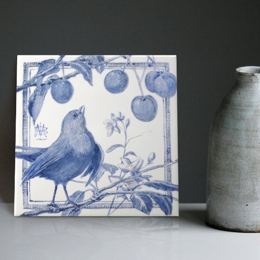 Delft Bird Cherry Thief Wall Decor Art Deco Tegeltje