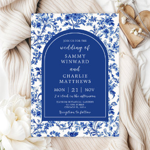 Delft Blauw Antieke Chinoiserie Bruiloft Kaart