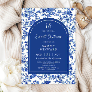 Delft Blauw Antieke Chinoiserie Sweet Sixteen Kaart
