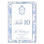 Delft Blauw Bloem Motief Script Monogram Kaart (Voorkant)
