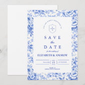 Delft Blauw Chinoiserie Bruiloft Save The Date (Voorkant / Achterkant)