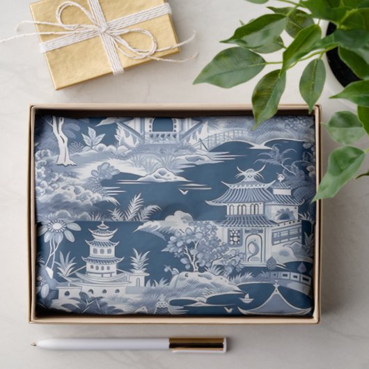 delft blauw Chinoiserie china pagode Tissuepapier (Geschenk)