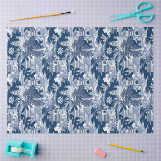 delft blauw Chinoiserie china pagode Tissuepapier (Craft)