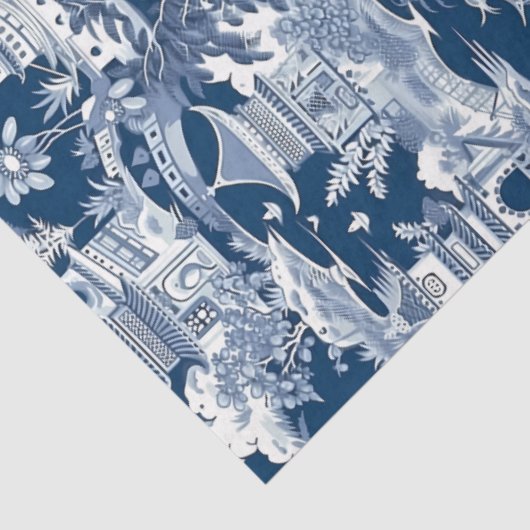 delft blauw Chinoiserie china pagode Tissuepapier (Detail)