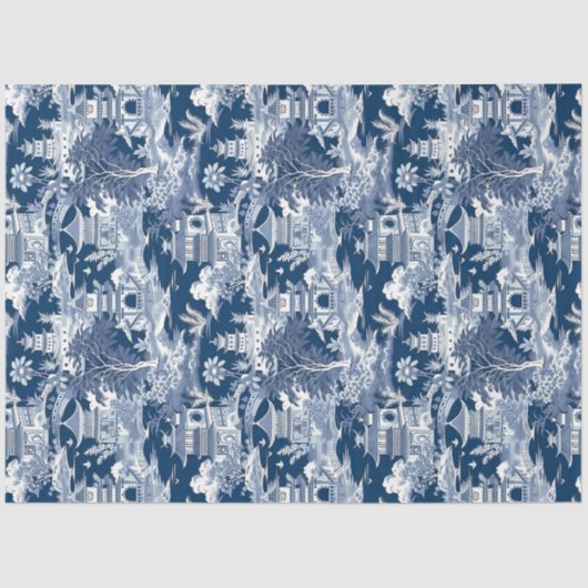  delft blauw Chinoiserie china pagode Tissuepapier (Voorkant)