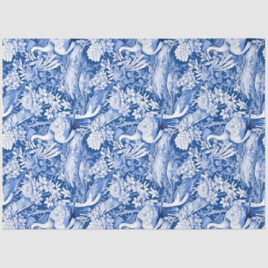 delft blauw Chinoiserie china vogelbloemen Tissuepapier (Voorkant)