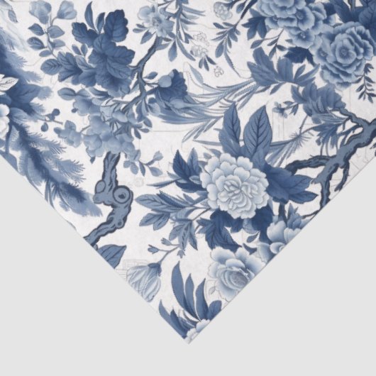  delft blauw Chinoiserie china vogelbloemen Tissuepapier (Detail)