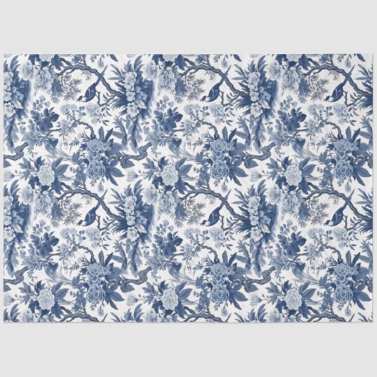  delft blauw Chinoiserie china vogelbloemen Tissuepapier (Voorkant)