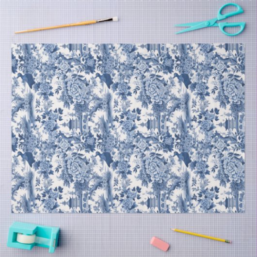 delft blauw Chinoiserie china vogelbloemen Tissuepapier (Craft)