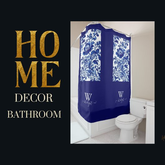 delft blauw Elegant Chinoiserie Douchegordijn