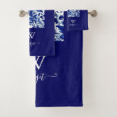 delft blauw elegant Modern Floral Bad Handdoek (Insitu)