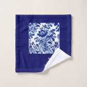 delft blauw elegant Modern Floral Bad Handdoek (Wasdoekje)
