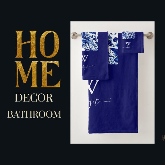 delft blauw elegant Modern Floral Bad Handdoek
