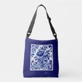 delft blauw elegant Modern Floral Crossbody Tas (Voorkant)