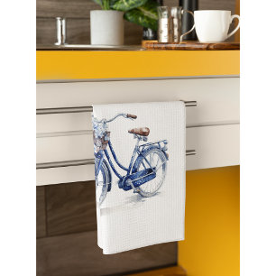 Delft Blauw Fietsje Bloemige Cottage Charme Theedoek