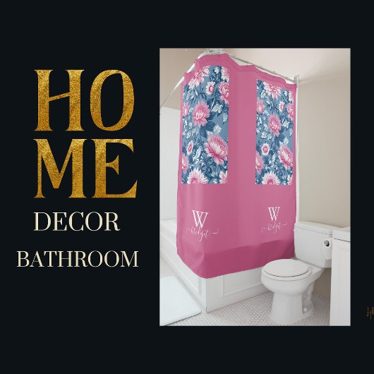 delft blauw & roze Elegant Chinoiserie Douchegordijn