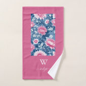 delft blauw & roze elegant Modern Floral Bad Handdoek (Handdoek)