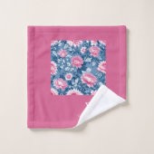 delft blauw & roze elegant Modern Floral Bad Handdoek (Wasdoekje)
