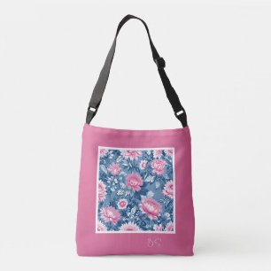 delft blauw & roze elegant Modern Floral Crossbody Tas