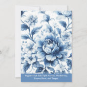 Delft Blauw/Wit Chinoiserie Bloem Bruidsdouche Kaart (Achterkant)