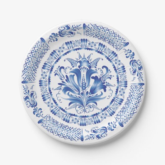 Delft Blauw Wit Nederlands Geïnspireerd Papieren Bordje (Voorkant)