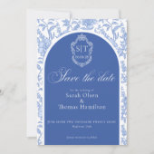 Delft Blauwe Bloem Initialen Save The Date (Voorkant)