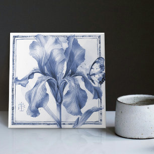 Delft Blauwe Iris Muur Decor Art Nouveau Aquarel Tegeltje