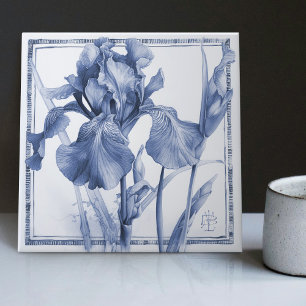 Delft Blauwe Iris Muurdecoratie Art Nouveau Aquare Tegeltje