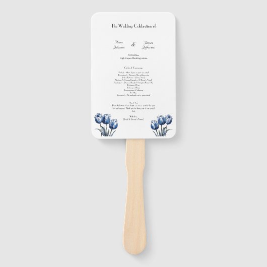 Delft Blauwe Tulp Huwelijksprogramma Handwaaier (Voorkant)