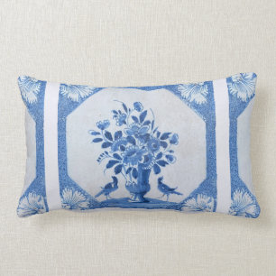 Delft Blauwe Vogels bloemig Frans Landelijk Chic Kussen