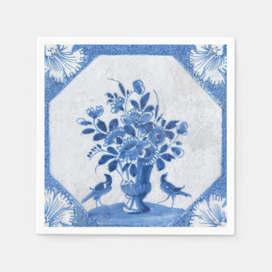 Delft Blauwe Vogels bloemrijke Franse Land Toile Servet