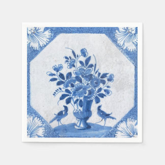 Delft Blauwe Vogels bloemrijke Franse Land Toile Servet