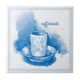 Delft Blue Art Nieuw-Koffieover Tegeltje