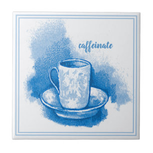  Delft Blue Art Nieuw-Koffieover Tegeltje