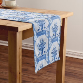Delft Blue Birds floral French Country Toile Korte Tafelloper