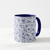 Delft Blue Birds Pattern Mok (Voorkant rechts)