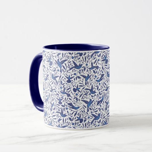 Delft Blue Birds Pattern Mok (Voorkant links)
