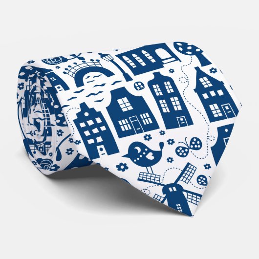 Delft Blue by BORA Stropdas (Opgerold)