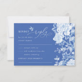Delft Blue Chinoiserie Flower Garden Wedding RSVP Kaart (Voorkant)