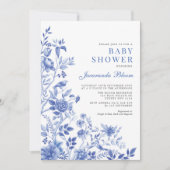 Delft Blue Chinoiserie Garden Neutraal Baby shower Kaart (Voorkant)