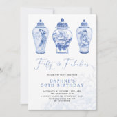 Delft Blue Chinoiserie Ginger Jar 50th Birthday Kaart (Voorkant)