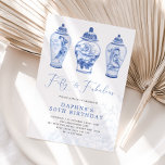 Delft Blue Chinoiserie Ginger Jar 50th Birthday Kaart<br><div class="desc">Een mooi chinoiserie-geïnspireerd design met elegant blauw en witte porseleinen gember jars</div>