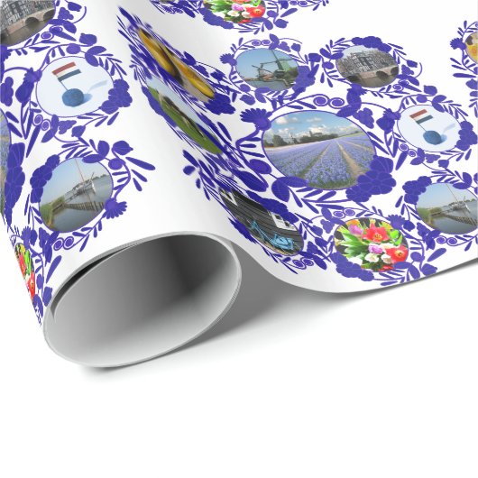  Delft Blue Delftware Holland Patroon Cadeaupapier (Rol Hoek)