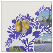 Delft Blue Delftware Style Holland Afbeeldingen Pa Stof (Close Up)